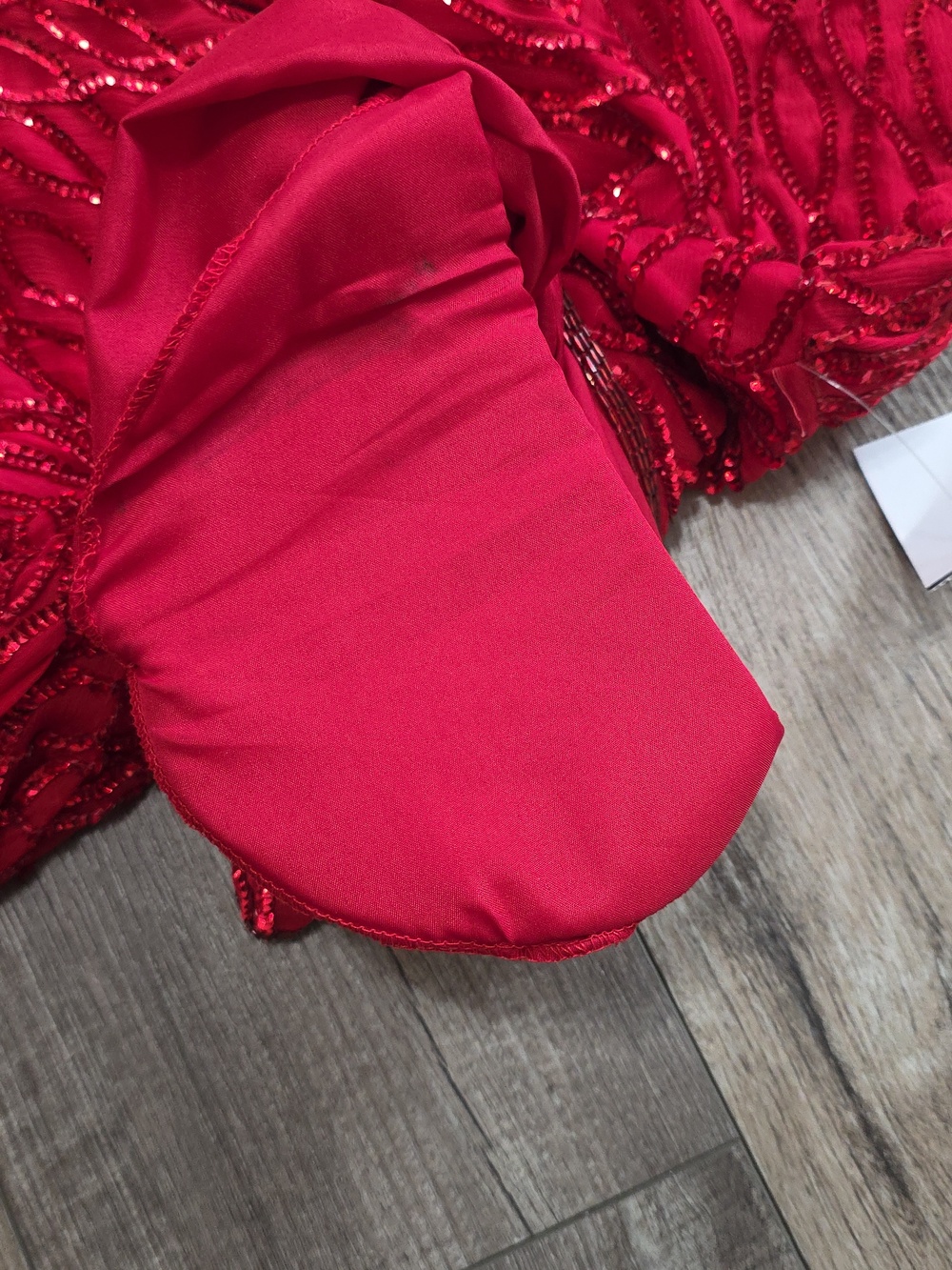 Vintage Laurence Kazar Cocktail 100% Silk Red Sequin Beaded Dress - Picture 13 of 16